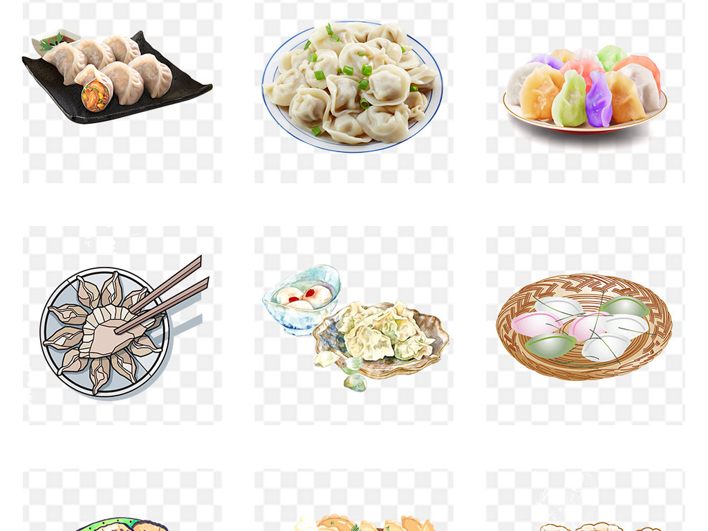 中国美食冬至水饺混沌煎饺png