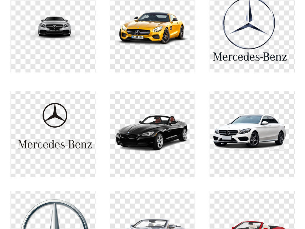 汽车维修奔驰SUV高档车标海报PNG素材