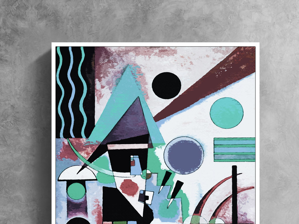 斑驳复古几何图形抽象欧美毕加索风装饰画