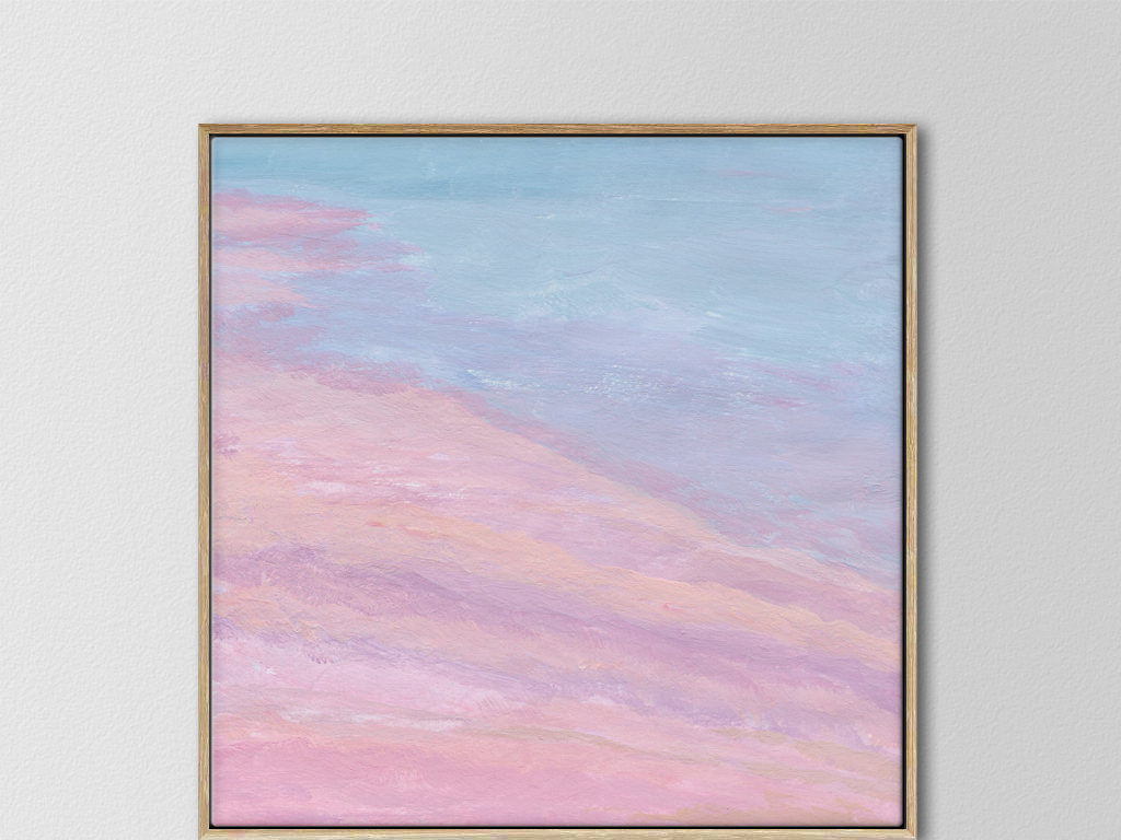 粉红现代简约唯美手绘风景画北欧客厅装饰画