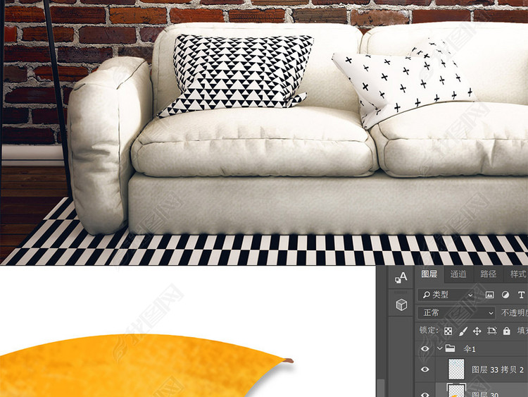 雨天雨伞北欧简约风手绘装饰画