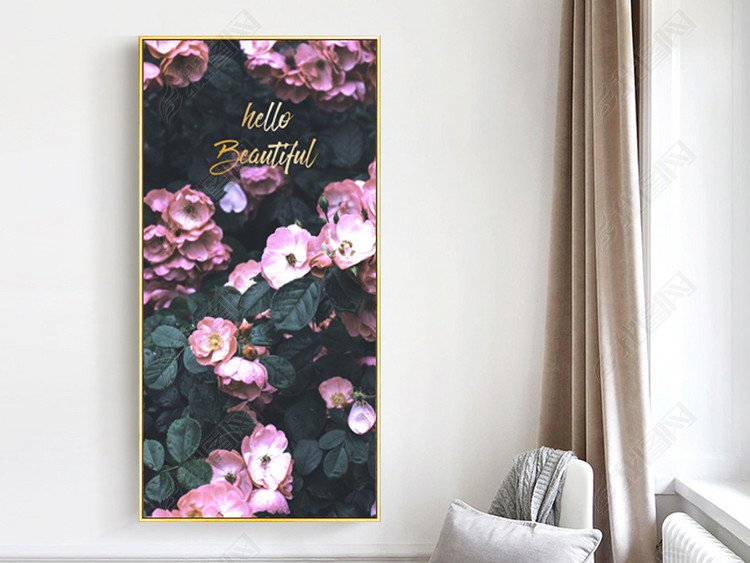 北欧现代创意英文植物花卉玄关过道装饰画