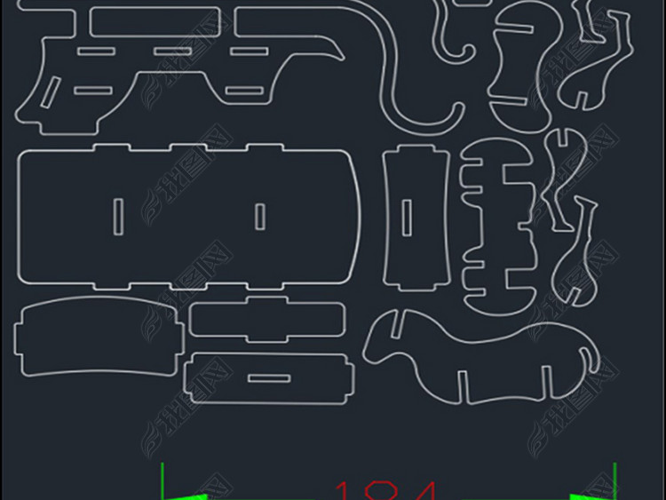 建筑类3D立体拼图雕刻激光切割工艺CAD