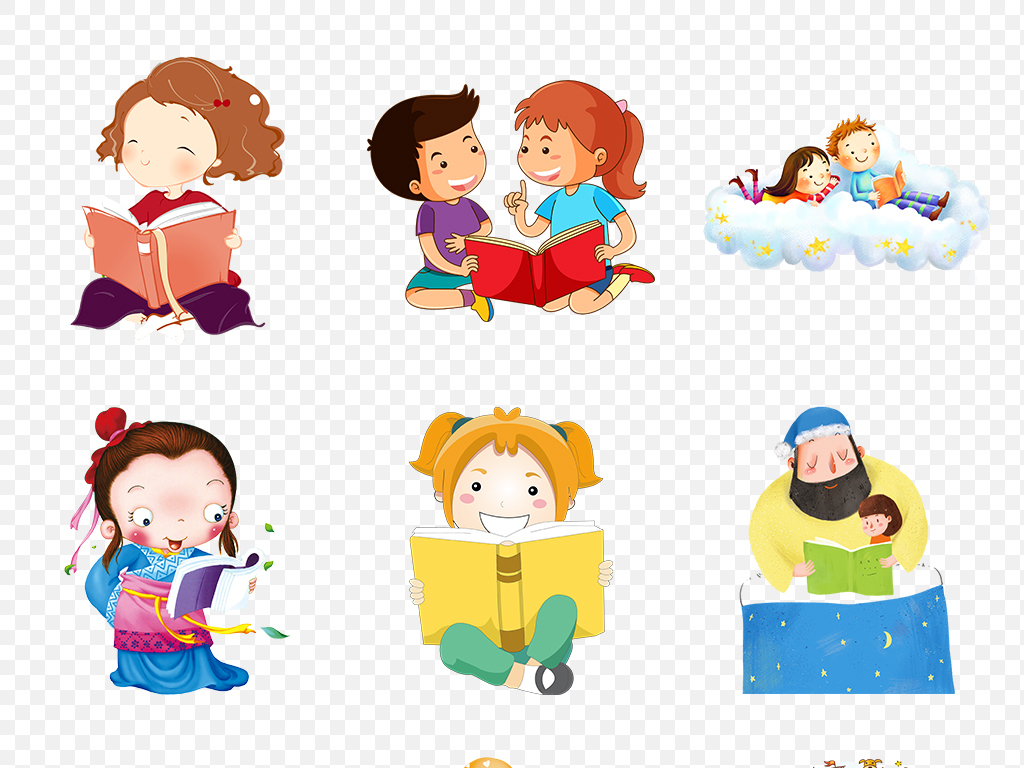可爱卡通儿童读书看书学习海报素材背景图片P