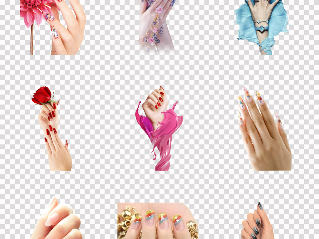 美甲指甲护甲油彩甲化妆品海报背景PNG素材