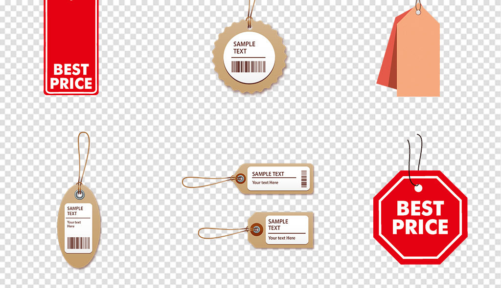 服装吊牌挂牌衣服价格标签吊牌PNG素材