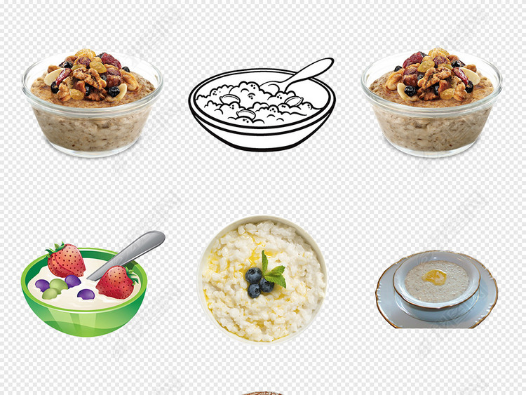 美味营养早餐麦片粥PNG免抠素材