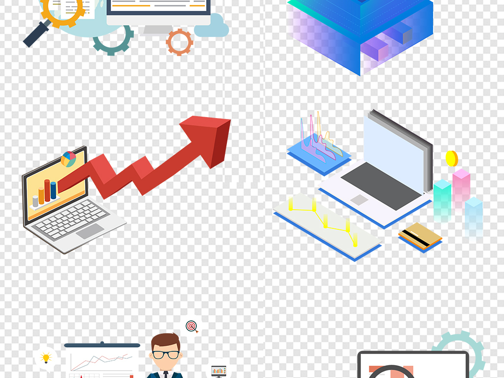 互联网金融股票数据分析商务扁平化电脑素材