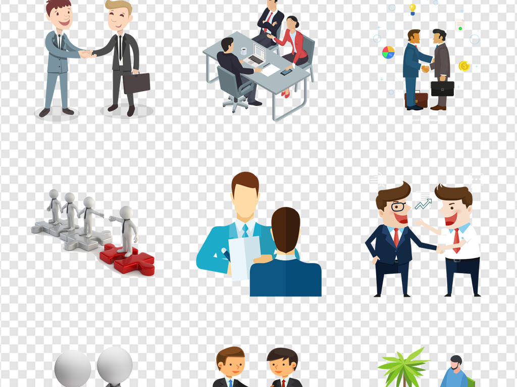 团队合作商务卡通合作共赢海报ppt素材