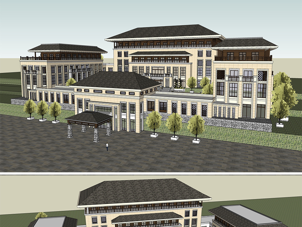 欧式建筑新古典建筑现代建筑住宅建筑建筑会所建筑会所模型中式生态
