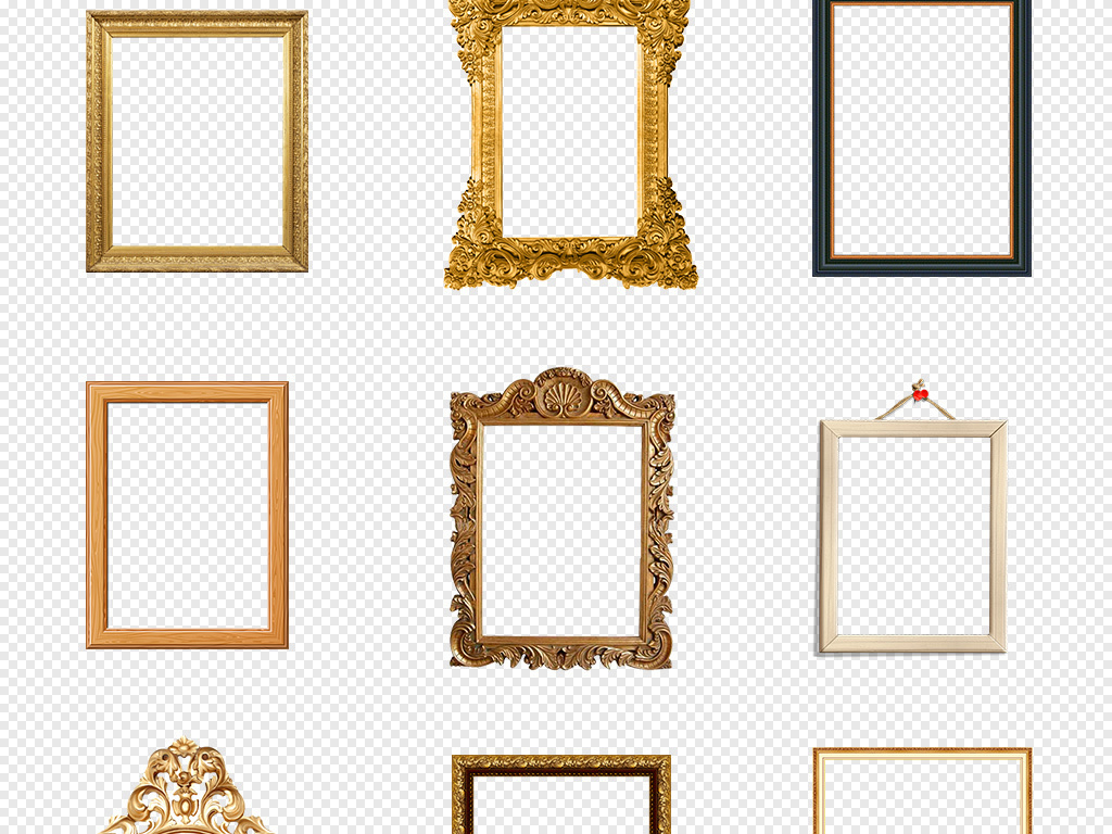 欧式画框相框照片边框装饰框免扣PNG大全