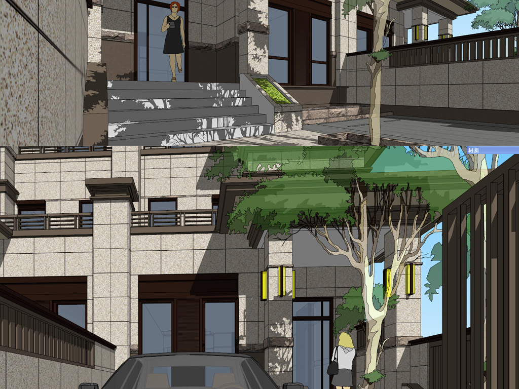 新亚洲-建业城联排别墅建筑景观su模型