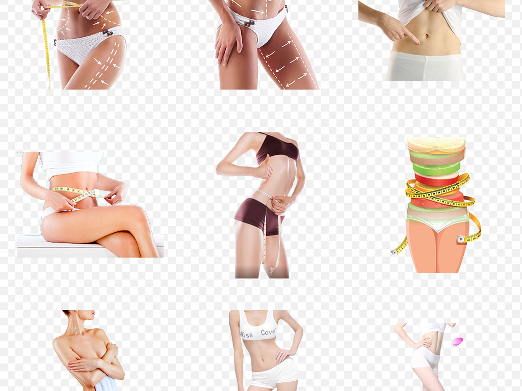 减肥瘦身塑形模特人物腰部海报素材背景图片PNG