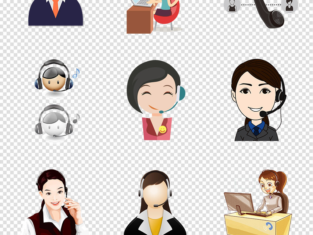 卡通在线客服热线免费咨询客服PNG素材