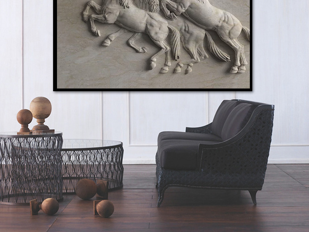 3D立体浮雕马到成功背景墙