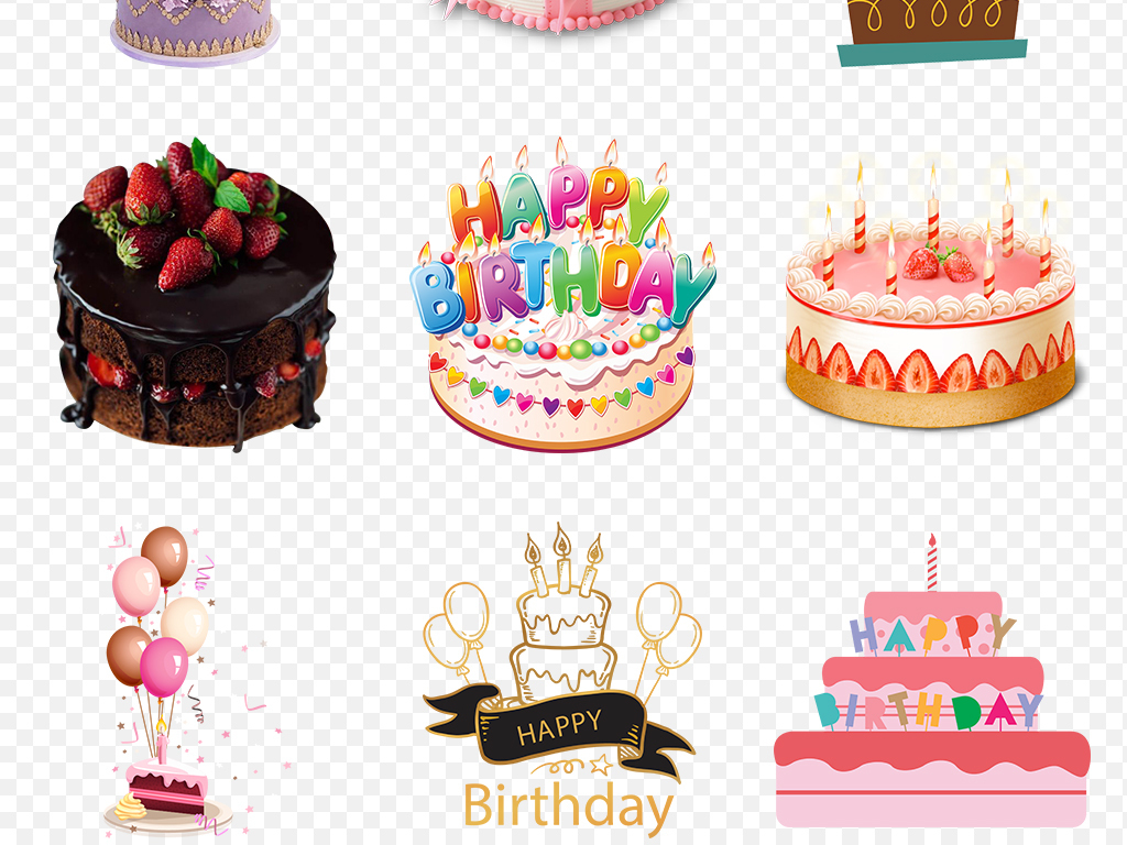 可爱卡通生日蛋糕快乐庆祝海报素材背景图片P