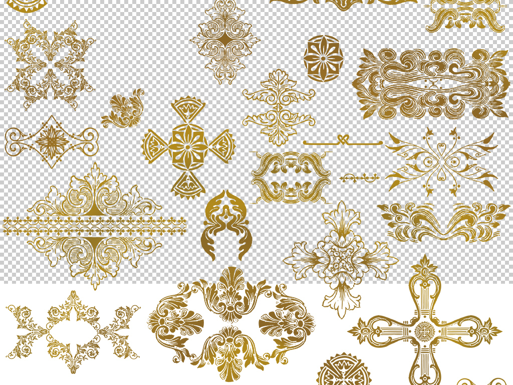 金色欧式花纹边框花边古典花纹装饰花纹边框