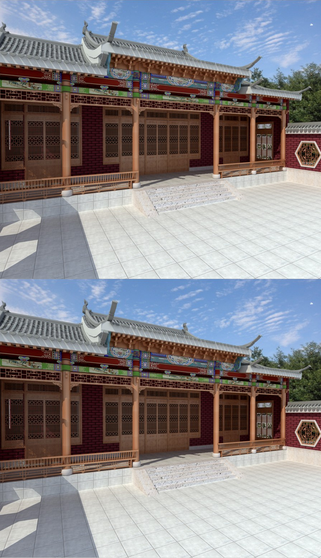 原创新中式古典中式门头门面门脸外立面3D模型-版权可商用