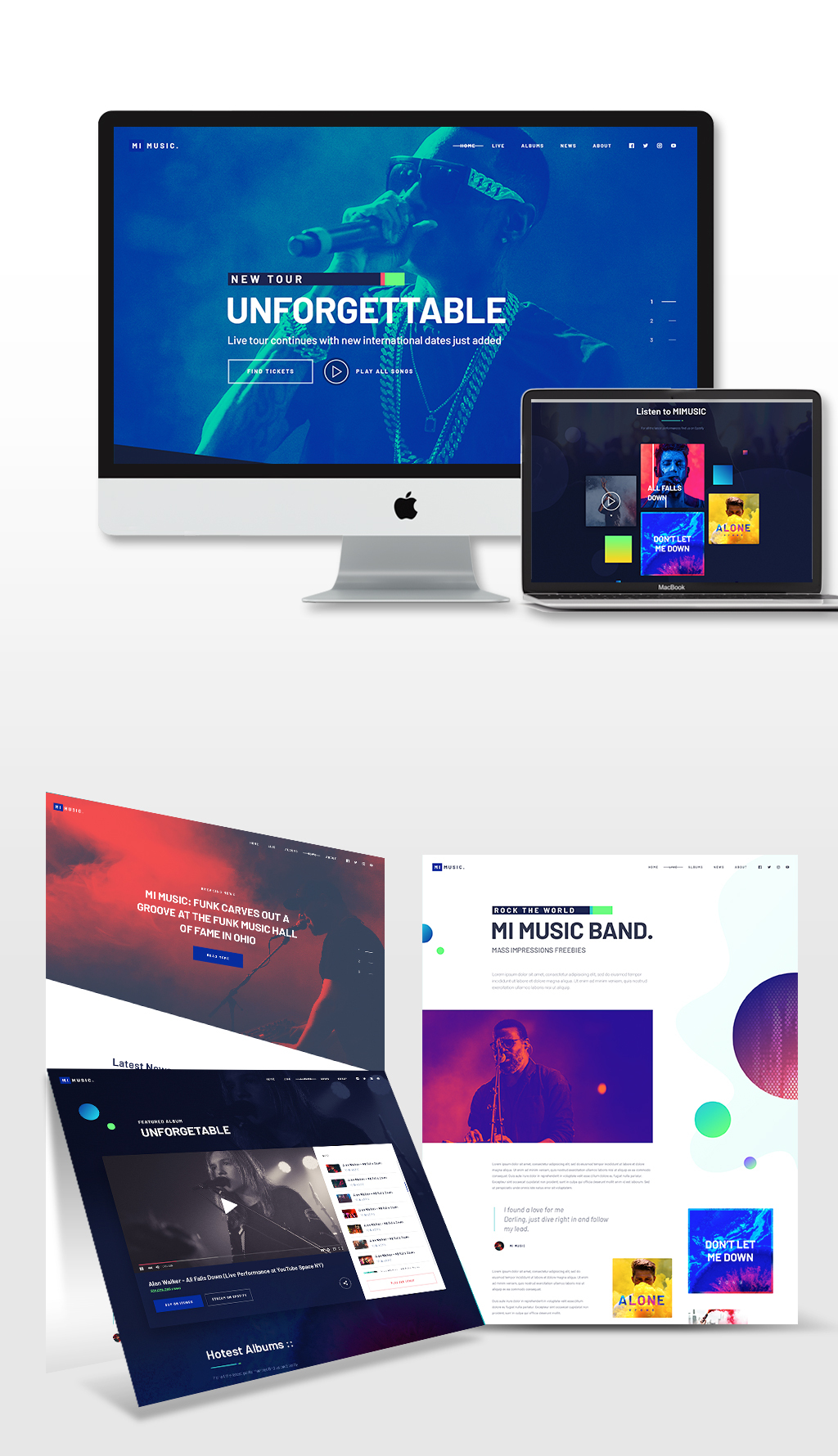 全套欧美音乐公司乐队歌手MV网站模版下载