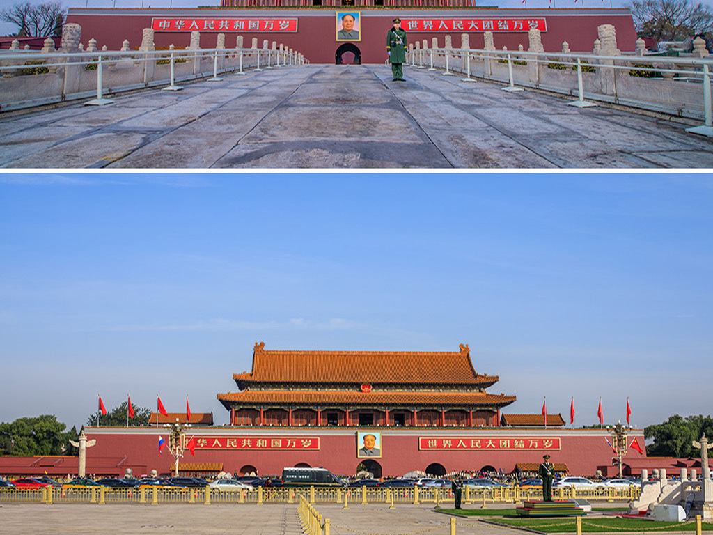 高清北京皇宫红墙城楼故宫天安门建筑海报背景