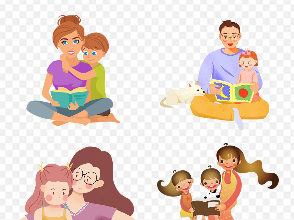 卡通阅读亲子阅读PNG
