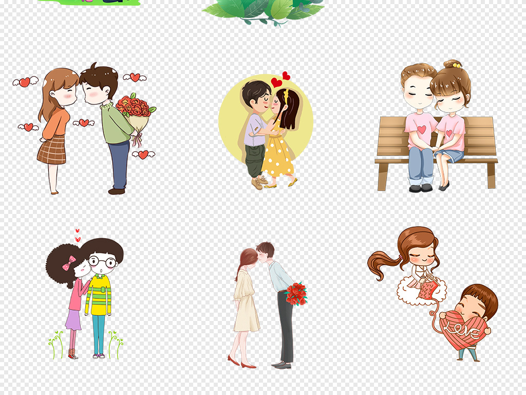 可爱卡通情侣七夕节人物恋爱海报素材背景图片