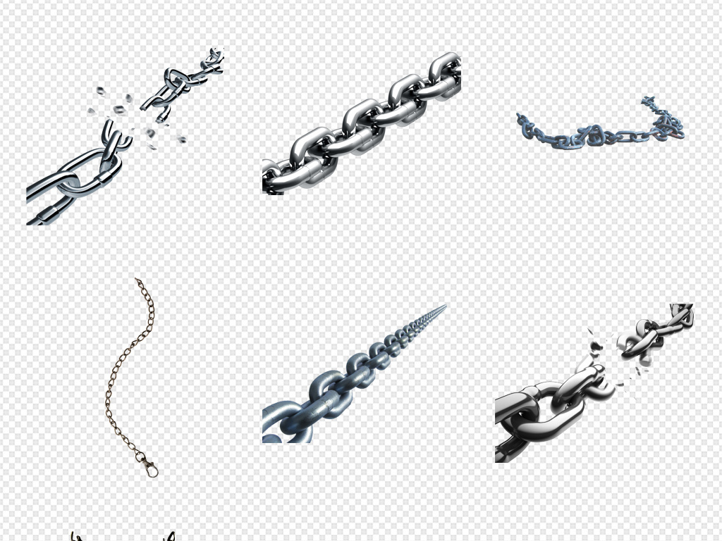 金属铁链链条锁设计PNG素材
