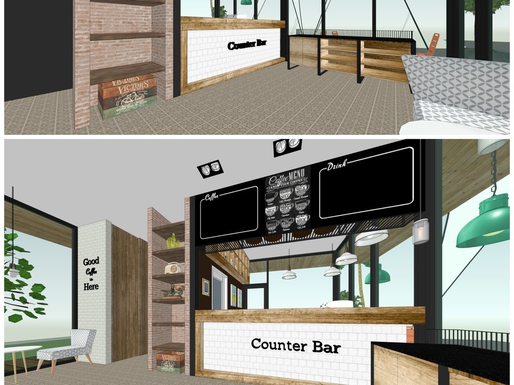 LOFT奶茶店su模型