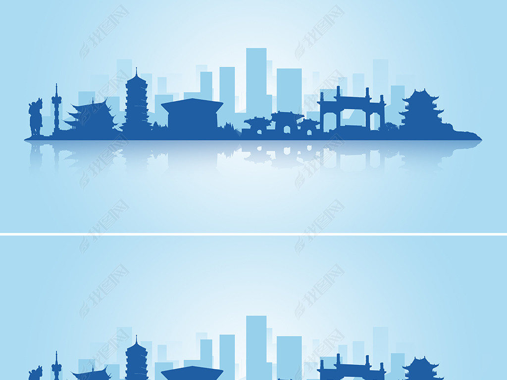 原创#城市线描#盐城地标建筑盐城城市剪影