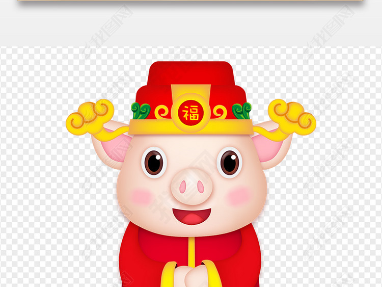 2019卡通可爱小猪财神猪年插画海报背景矢量