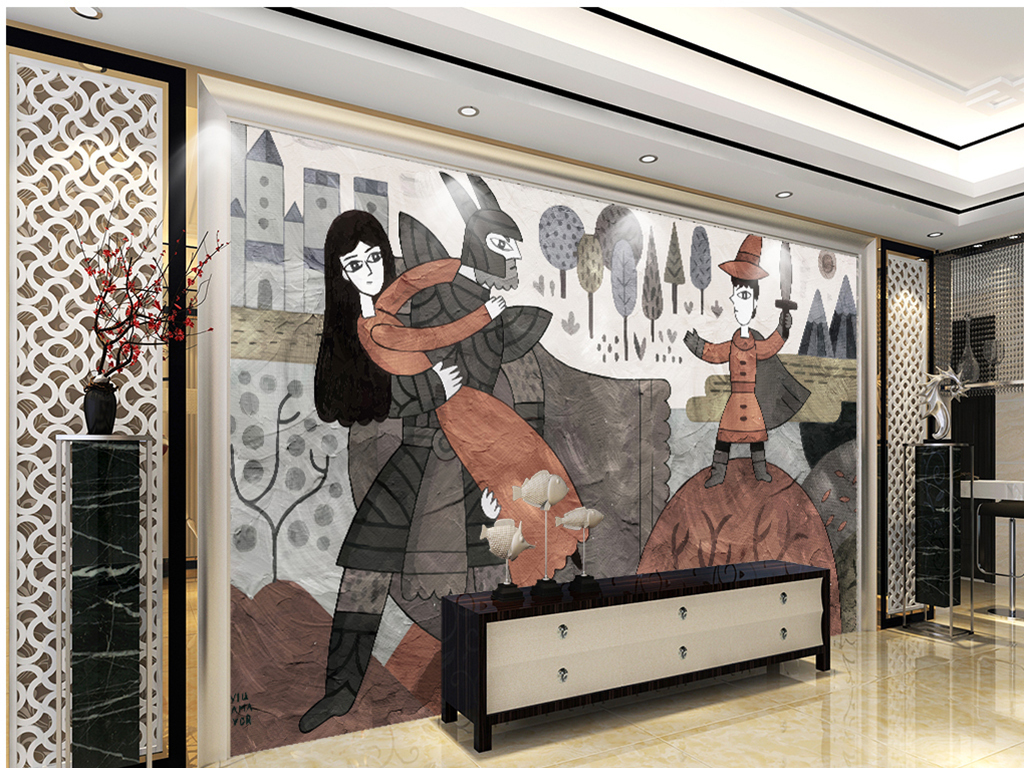 手绘勇士救公主城堡