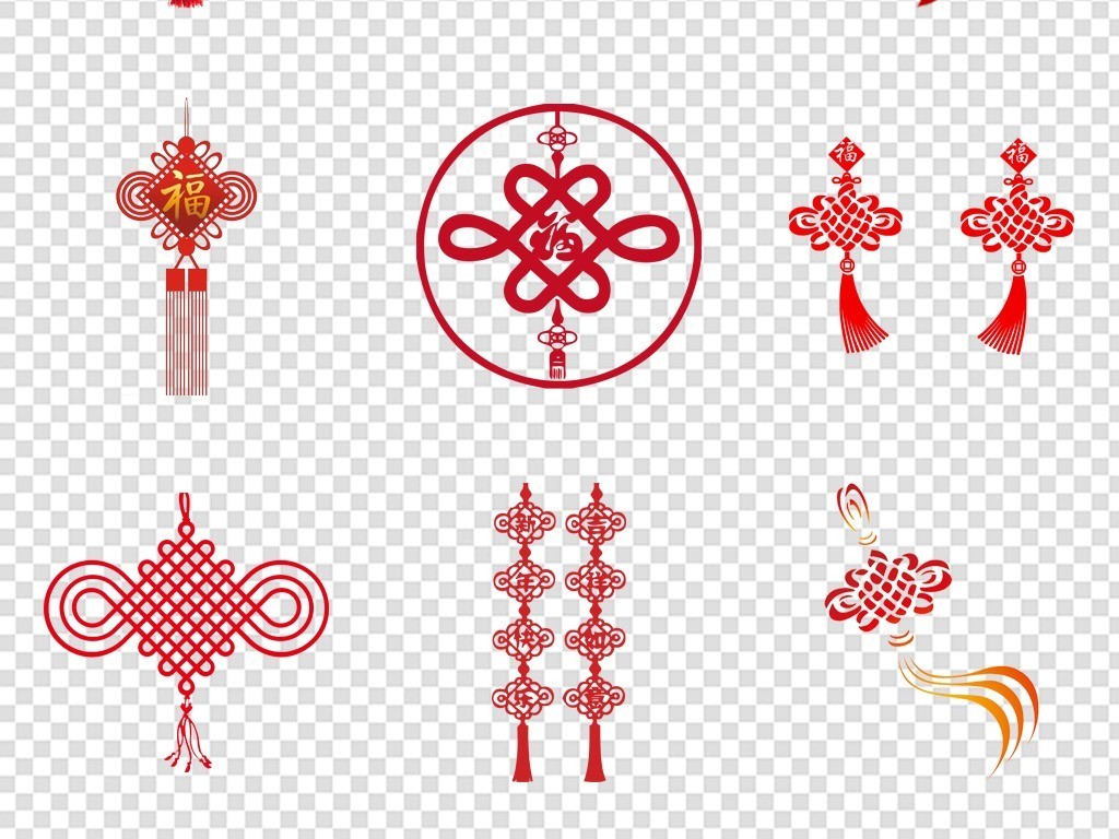 2019猪年新年中国结红色喜庆装饰免扣PNG素材