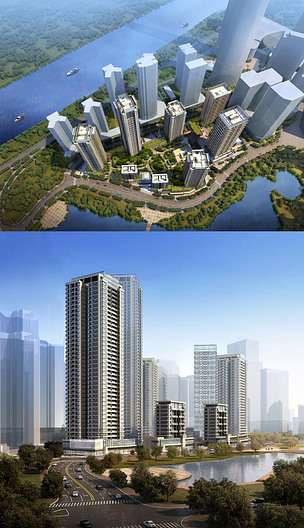 高层住宅重庆瑞安翠湖天地建筑su模型