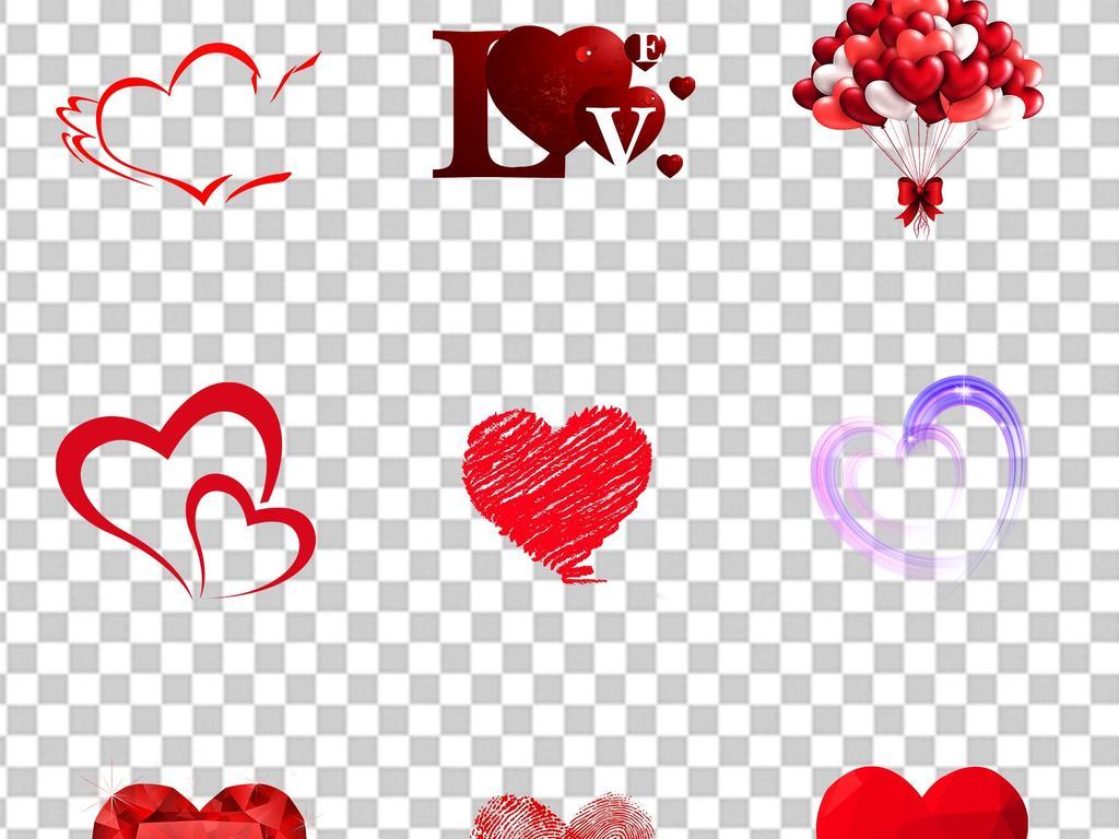 卡通七夕情人节520心形边框爱心边框PNG免扣