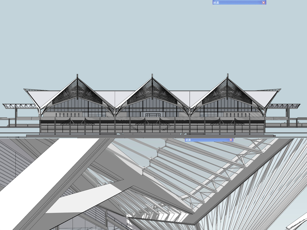 交通建筑杭州东火车站建筑SU模型