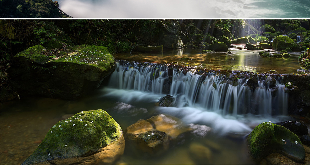 高清唯美瀑布林涧山水自然风景背景图