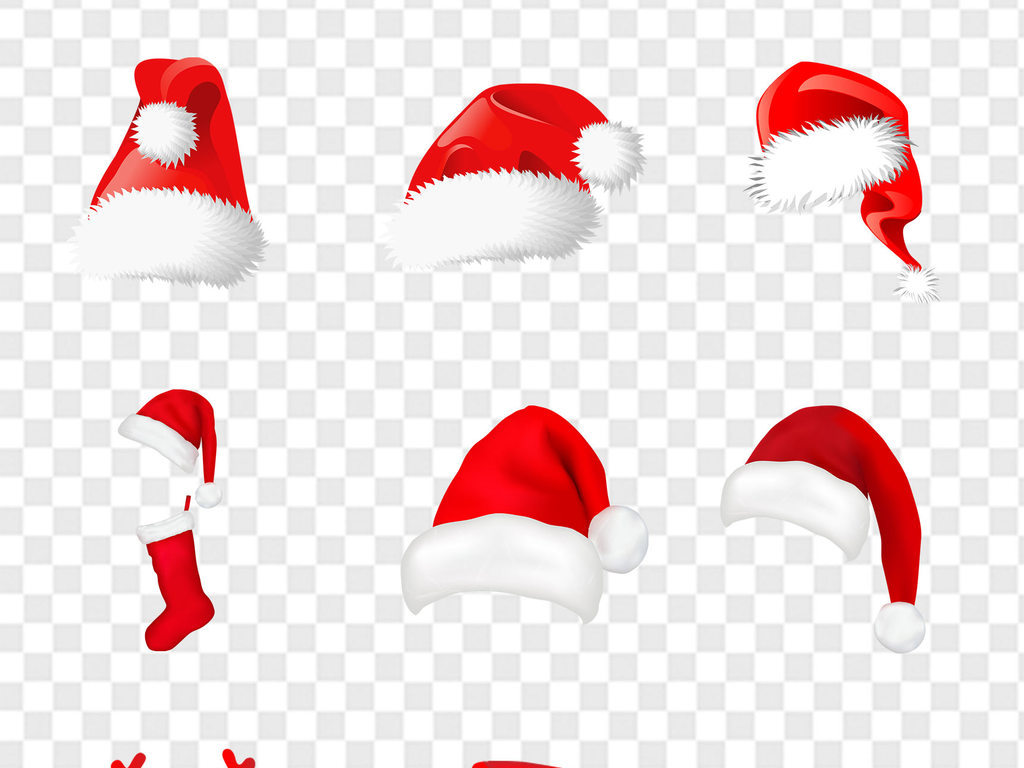 红色帽子圣诞节老人大促销礼品海报PNG素材