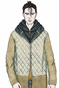 男装围巾毛衣外套趋势手稿设计效果图素材图图