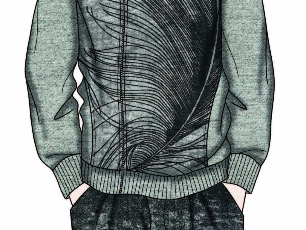 创意立领装饰画毛衫设计手稿服装效果图素材