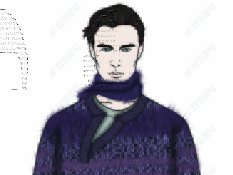 男装毛衣针织衫手绘效果图电脑画素材图集