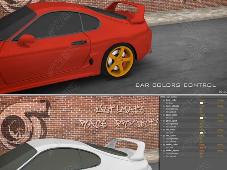 跑车排气管喷火效果LOGO标志AE模板