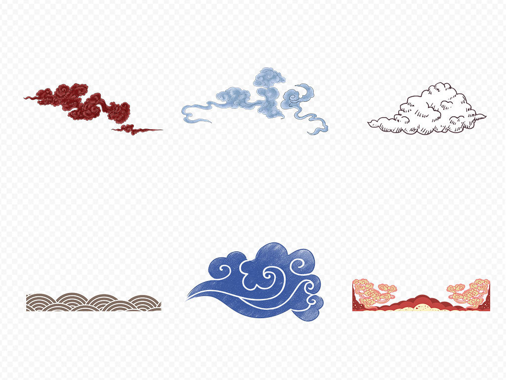 祥云纹图案纹理红色中国风古典线条海报素材