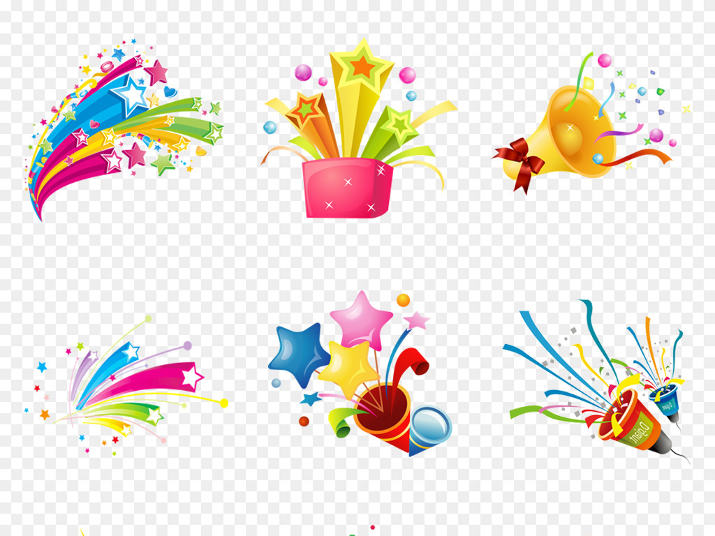 卡通节日礼花彩带气球彩色烟花促销海报背景P