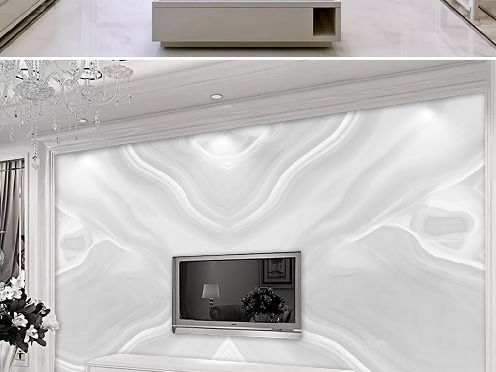 高档抽象大理石玉石浅灰对拼背景墙