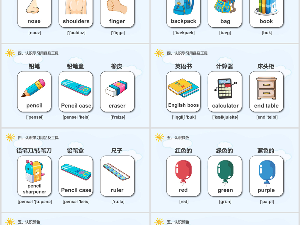 小学常用英语单词大全英语教学课件PPT
