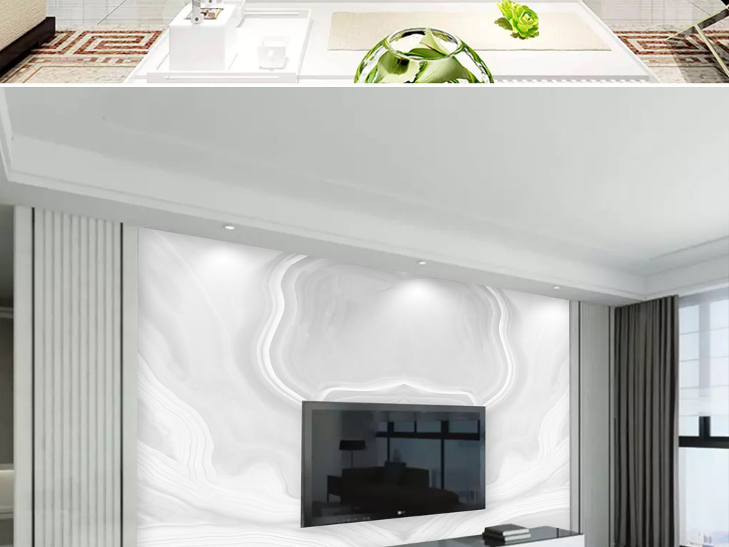 大气抽象大理石玉石浅灰对拼背景墙