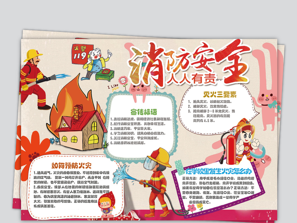 消防安全小报校园安全手抄报防火灾电子小报