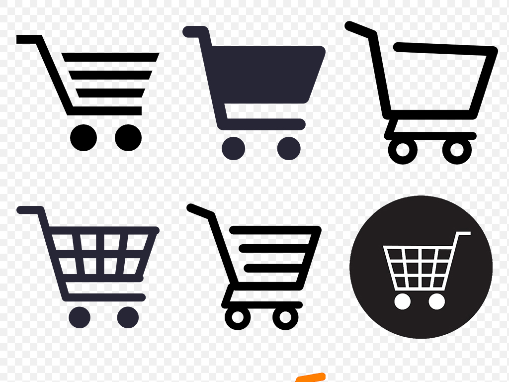 卡通手绘扁平化购物车人物图标海报素材背景图片PNG