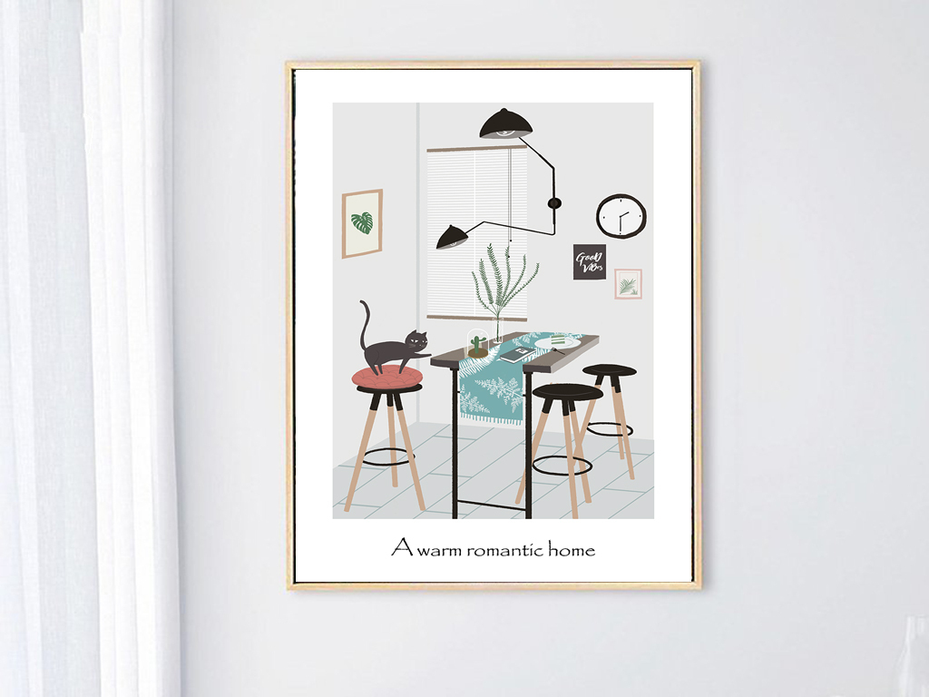 现代简约小清新插画装饰画北欧风格挂画