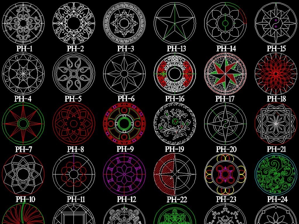 地面水刀拼花图案CAD图库